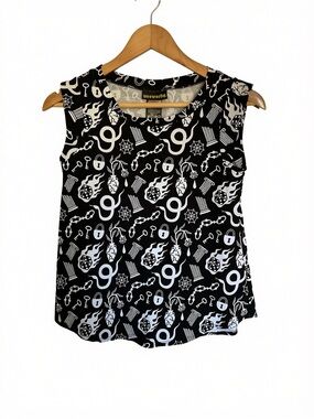 Nooworks Odin Black & White Graphic Sleeveless Tank